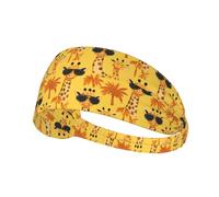 Cute Glasses Giraffe Print Workout Headbands for Women - Non-Slip Stretchy Sweat Head Bands for Women Hair, Moisture Wicking Sweatband for Sports Running Tennis Athletic Gym Yoga