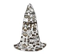 (Cute Glasses) Halloween Hooded Cloak Witches Hat For Boys Girls Kid,85-134 Cm Hooded Cape Halloween Vampires Costume Cosplay Easter Masquerade Party