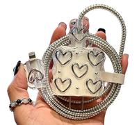 Cute Glitter Charger Cover for iPhone iPad 18W/20W Charger Adapter,Luxury Electroplated Bling Love Heart Charger Cord Protector,Soft Phone Cord Protector,Cable Protector for iPhone 15 16 17 Pro Max