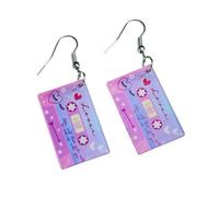 Cute Glitter Flamingo Dangle Drop Earrings Shiny Pink Love Heart Earrings Lightweight Acrylic Tape Butterfly Earrings Valentine's Day Jewelry Gifts for Women Girls, Acrylic, No Gemstone