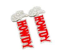 Cute Glitter HOWDY Acrylic Western Cowgirl Cowboy Drop Dangle Lightweight Earrings Country Concert Nashville Rodeo Disco Party Boho Southern Jewelry for Women, Zinc, No Gemstone