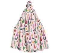 Cute Gnome 1 Print Halloween Role Playing Costume,Medieval Retro Wizard Robe, Adult Hooded Knight Cape For Men And Women