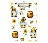 Cute Gnome Bee Yellow White Clipboard Acrylic Decorative Clipboard Cute Decorative Letter Size Clipboards with Low Profile Metal Clip for Classrooms, Restaurants, School