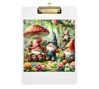 Cute Gnome Flower Mushroom Clipboard Acrylic Decorative Clipboards Cute Decorative Letter Size Clipboard with Low Profile Metal Clip for Teacher Student Lawyer Nurse 12.5 x 9 Inches