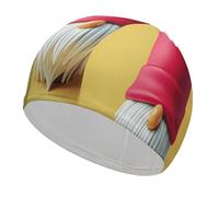 Cute Gnome Hat Bathing Cap High Elasticity Swimming Caps Fit Both Long Hair Short Hair Comfortable Large Shower Cap for Drag Reduction and Hair Protection