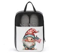 Cute Gnome Holding A American Flag Whimsical Shoe Bag for Travel Daily Use Anti-dust Storage Carrier Golf Shoe Pouch