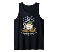 Cute Gnome Holding Gray Ribbon Parkinson's Awareness Tank Top