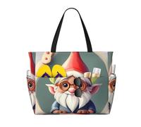 Cute Gnome Print Stylish Bag Waterproof Tote Multi-Pockets Foldable Lightweight Outdoor Adventures