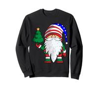 Cute Gnome Santa Claus Wearing American Flag Hat Christmas Sweatshirt