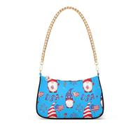 Cute Gnomes American Flag Blue Ladies Shoulder Bag Floral for Women Hobo Evening Purse Art Handbag Medium Zipper Closure