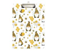 Cute Gnomes Bees White Clipboard Acrylic Portable Clipboard Hardboard Clipboards Standard Size, A4 Letter Size 12.5 x 9 Inches Silver Clip