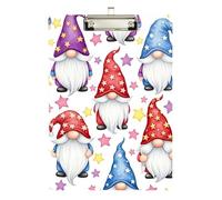 Cute Gnomes Colorful Stars Acrylic Clipboard Portable Clipboard A4 Standard Size Clip Board, 12.5 x 9 Inches Silver Clip