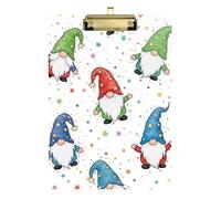 Cute Gnomes Colorful Stars White Clipboard Decorative Clipboards Wordpad Clipboards Standard Size with Low Profile Metal Clip for Teacher Student Lawyer Nurse
