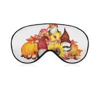 Cute Gnomes Pumpkin Sleep Mask Autumn Harvest Maple Leaf Blindfold for ADU