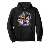 Cute Gnomes Sunflower With Butterfly Flower Sunflower Field Pullover Hoodie