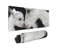 Cute Goat Baby with Mother Print Large Mouse Pad Non-Slip Desk Pad Protector Computer Keyboard Pad for Office Home 80 * 30 cm