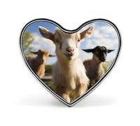 Cute Goat Buttons Pin Memorial Boutonniere for Wedding Groom Bride, Customize Lapel Heart Pin for Christmas, Men Women Costume Decorative Fashionable Brooches