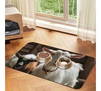 Cute Goat Dog Food Mats for Floors, 16x24 Inch Non-Slip Super Absorbent Pet Food Mat, Dishwasher Dog Mat for Food and Water, Cute Rubber Quick Dry Pet Feeding Mat for Dogs Puppy Cats