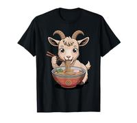 Cute Goat Eating Ramen Japanese Kawaii Farm Noodles T-Shirt