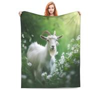 Cute Goat Flower Small Lamb Sheep Farm Couch Throws Lightweight Travel Blankets Luxury Couch Blanket For Home Decor Living Rooms Bedroom L
