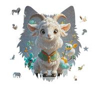 Cute Goat Jigsaw Puzzle 175PCS Wolf Head Design Puzzle Wooden Jigsaw Puzzles for Adults Families