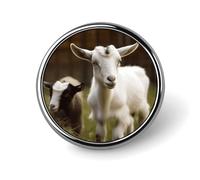 Cute Goat Lapel Pins Metal Pin Badge Personalized Pinback Button Badges Classic Round Badge Recognition Enamel Lapel Pin for Jackets, Backpacks, Bags