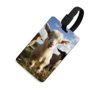 Cute Goat Luggage Tag Travel Essentials TPU Bag Tag Personalized Luggage Tags Holder Name Id Identifiers Card with Black Lanyard for Suitcase Backpack Toolbox, Black, One Size, Luggage Tag