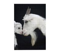 cute goat mother Prints Wooden Jigsaw Puzzle 300-Piece in Plastic Box, 26x38 CM Eco-Friendly Educational Puzzle for Family Fun & Adult Relaxation