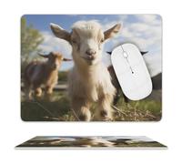 Cute Goat Mouse Pad for Office, Leather Mouse Mat with Non-Slip Base, Waterproof Desk Pad Protector for Home, Personalized Mouses Mat for Travel, Outdoor, 10" X 8"