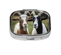 Cute Goat Pattern Pill Case Pill Box Travel Pill Organizer Small Square Medicine Box for Purse & Pocket Gifts