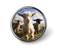 Cute Goat Round Badge Personalized Metal Lapel Pin Badges Fit Clothing Bags Hat Humorous Printed Brooch Badge Party Decorations Accessories for Men Women