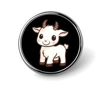 Cute Goat Round Pin Brooch Enamel Lapel Badges Jewelry Decor for Backpack Hats