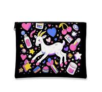 cute goat shape makeup bag travel pouch for women small portable canvas pouch with zipper perfect birthday gift toiletry bag for women, Black, 7x9 Inch, Goat