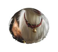 Cute Goat Shower Cap for Women Men, Adjustable Reusable Shower Bonnet Double Layer Waterproof Bath Caps, EVA Lining, Elastic Band Hair Cap for All Hair Lengths
