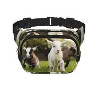 Cute Goat Square Double-Layer Waist Bag Chest Bag Crossbody Bag Running Travel Hiking Waist Bag