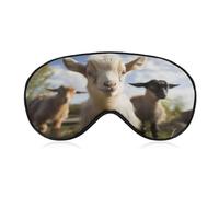 Cute Goat Travel Eye Mask Blackout Eye Mask for Sleeping Airplane Eyemask with Adjustable Strap Sleep Masks for Women Men Soft Night Blindfold Eyemask