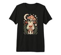 Cute goblincore Heifer Sleeping Beneath Woodland Fungi Premium T-Shirt