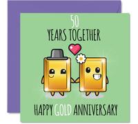 Cute Gold Anniversary Card for Boyfriend Girlfriend - 50 Years Together - Happy 50th Wedding Anniversary Cards for Women Men, 145mm Greeting Cards Anniversaries