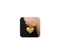 Cute Gold Bow Heart Earrings for Women Dangle Statement, Dainty Bowknot Bows Love Hearts Drop Stud Earring Trendy Minimalist Party Prom Jewelry Gifts, One Size, Metal, No Gemstone