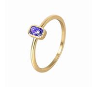 Cute Gold Rings, Amethyst Fashion Rings for Women Solitaire with Purple Rectangle Shape Amethyst 14K Yellow Gold Size O 1/2