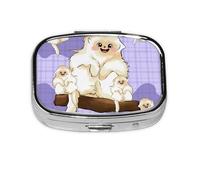 Cute Golden Monkey Square Pill Box Lightweight and Portable, with 2 Plastic Inserts, Suitable for Carrying in Pockets or Wallets.
