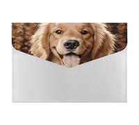 Cute Golden Retriever Accordion File Organizer 6 Pocket Document Organizer Expanding File Folder Accordion Folder with Labels, Travel Document Folders Plastic Envelopes with Snap Closure 13x9.1 Inch