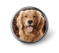 Cute Golden Retriever Button Pin Personalized Metal Lapel Pins Badges Classic Round Brooch Pin Novelty Unique Enamel Pins Cute Funny Pinback Button Badge for Jackets Backpacks Bags Coat