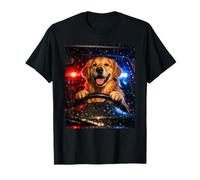 Cute Golden Retriever Driving Car Animal Joke Artwork T-Shirt