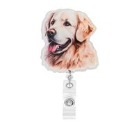 Cute Golden Retriever Gifts for Womens Owners Pet Lovers Cute Office Badge Reel for Nurse Teacher Doctor Worker Medical Assistant Name ID Badge Reel with Clip