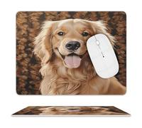 Cute Golden Retriever Leather Mouse Pad Waterproof Computer Mouse Mat Non-Slip Gaming Mousepad Cute Square Mouse Pad for Computers Laptop Gaming Office Home 8" X 10
