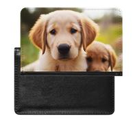 Cute Golden Retriever Puppy Passport Holder Cover Secure Travel Wallet PU Leather Credit Cards Passport Organizer Bag for Women Men, white, One Size, Modern