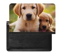 Cute Golden Retriever Puppy Passport Holder for Men, PU Leather Passport Cover with Card Slot, Waterproof Passport Protector for Travel, Wallet Protector Case for Women