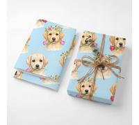 Cute Golden Retriever Puppy Wrapping Paper Sheets, 19.5 x 27.5 in, 2 Sheets