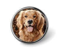 Cute Golden Retriever Round Badge Brooch Fashion Lapel Tie Pins Lightweight Metal Brooch Badge For Men Women Costume Decorative Accessory